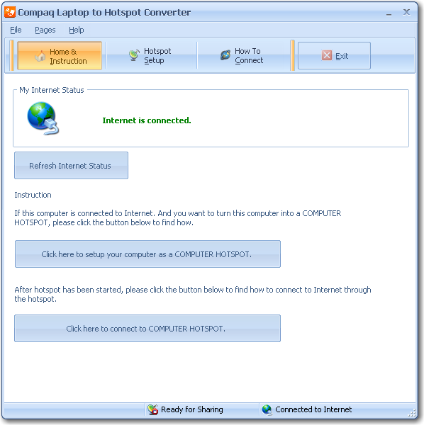 Convert your Compaq laptop to a wireless hotspot (laptop access point).