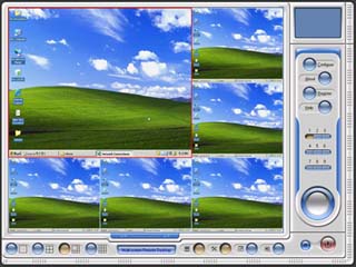 GoToMyPC like software allows you to view a desktop of remote PC on the screen of your computer